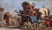 TIEPOLO, Giovanni Domenico The Building of the Trojan Horse The Procession of the Trojan Horse into Troy France oil painting artist